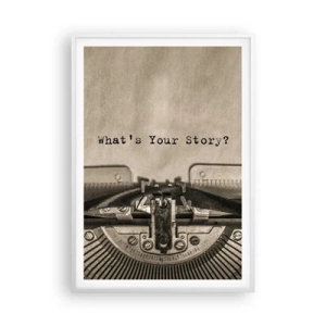 Plakat i hvid ramme - Fortæl mig - 70x100 cm