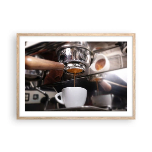 Plakat i ramme af lyst egetræ - Et godt øjeblik på dagen - 70x50 cm