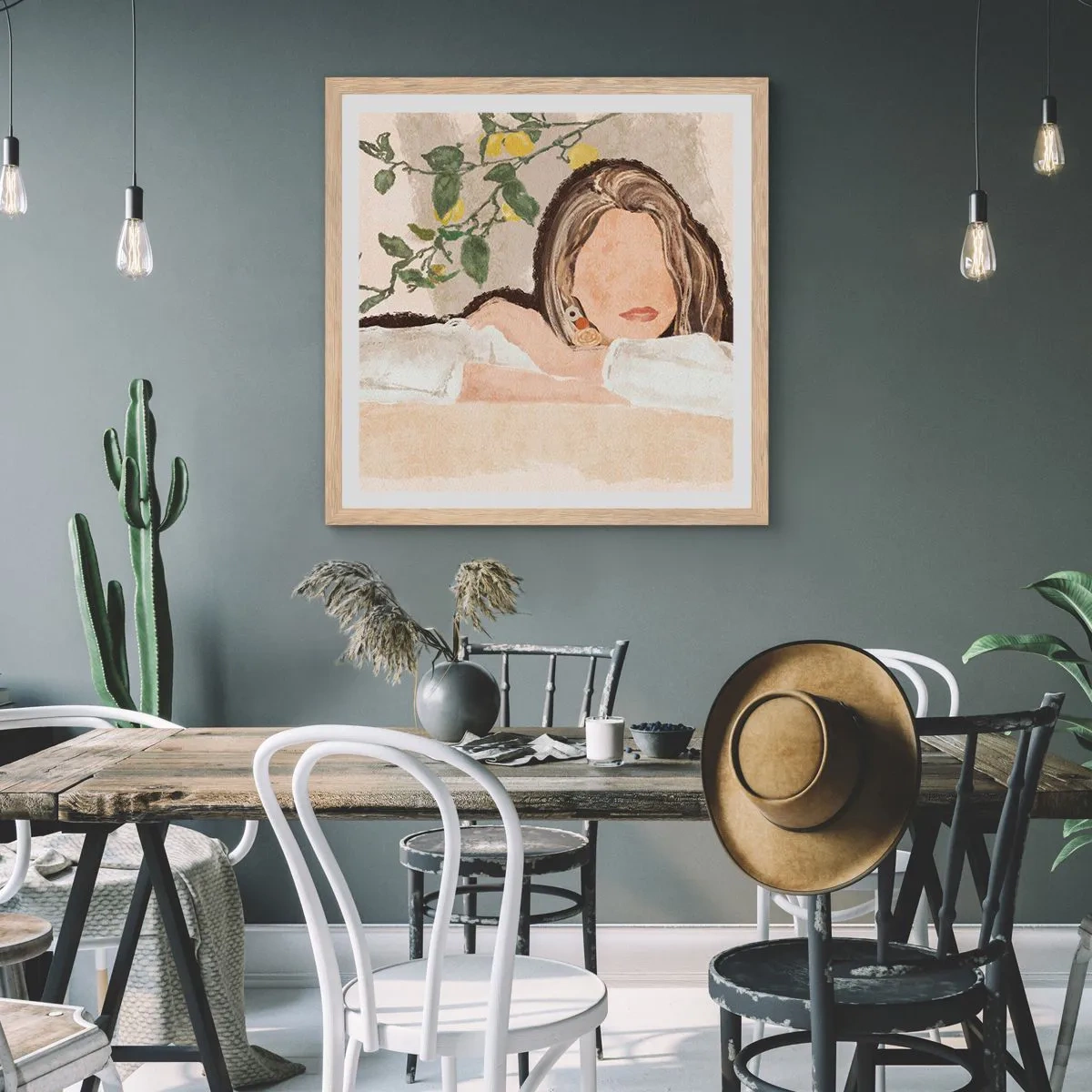 Plakat i ramme af lyst egetræ - Sydstaternes skønhed - 30x30 cm