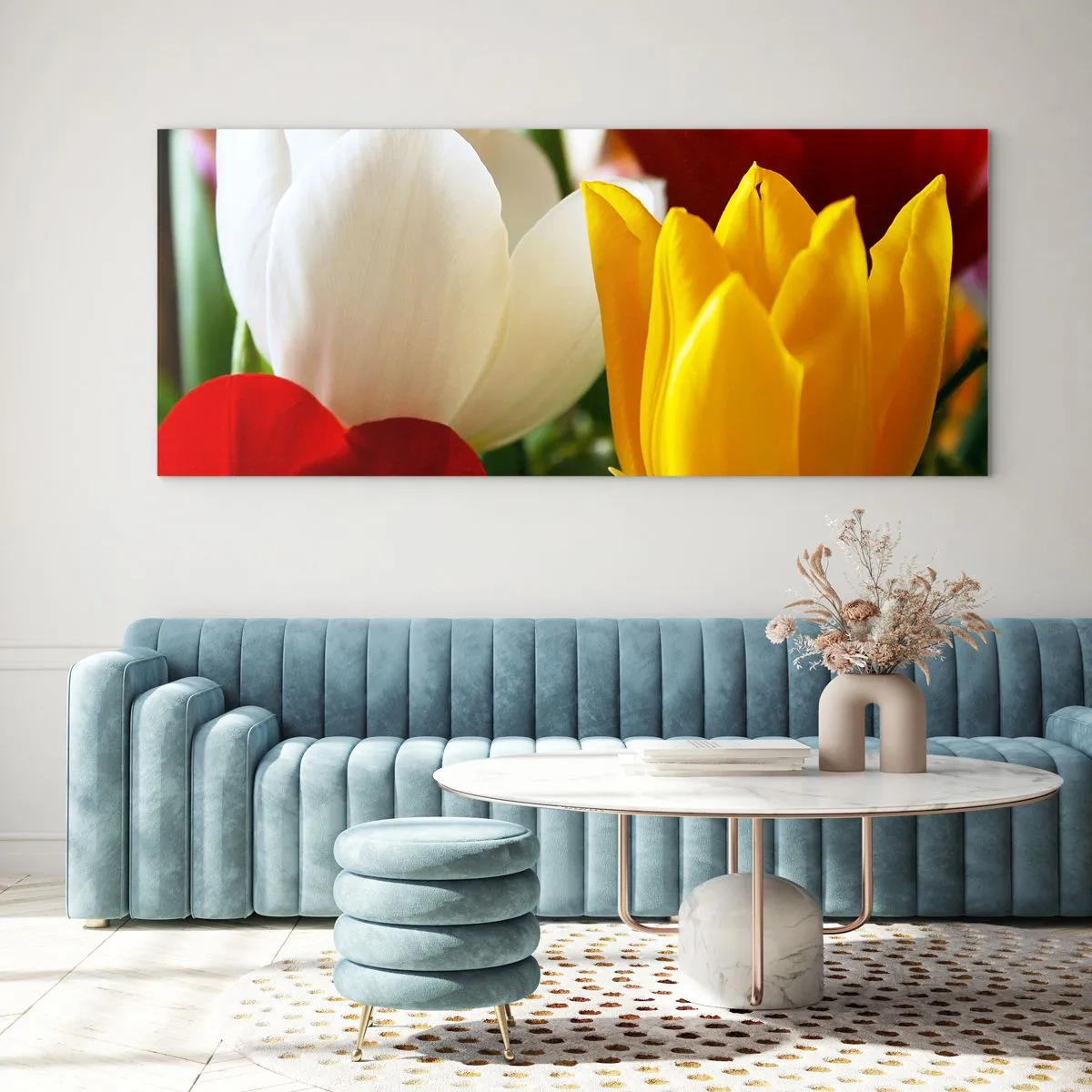 Billede på glas - Tulipanfeber - 100x40 cm