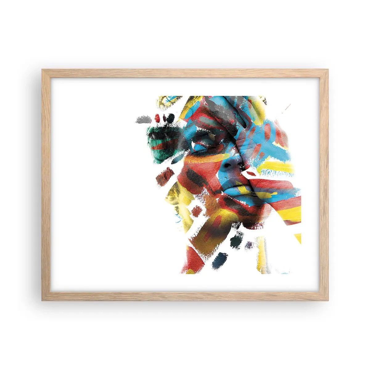 Plakat i ramme af lyst egetræ - Farverig personlighed - 50x40 cm