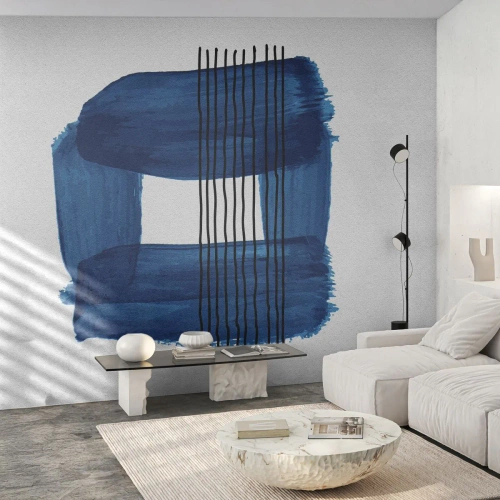 Fototapet Standard Eco - Blå-sort sammensætning - Abstraktion, Stykke, Moderne kunst - 300x210 cm