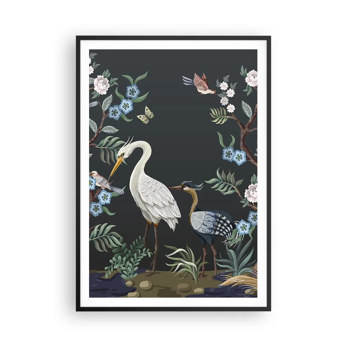 Plakat i sort ramme - Fugleparade - 70x100 cm