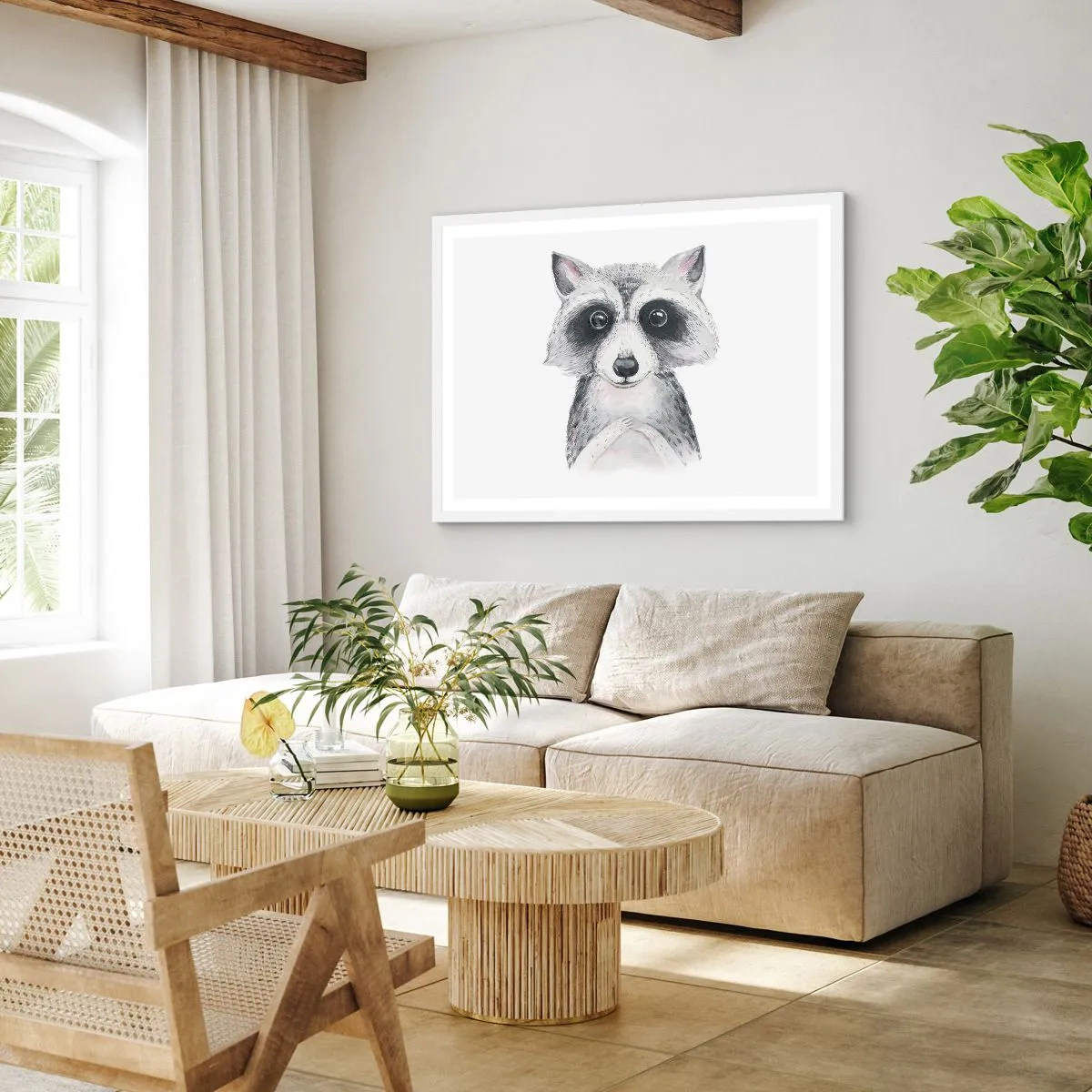 Plakat i hvid ramme - Et øjeblik til at trække på skuldrene - 70x50 cm