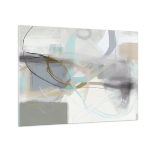 Billede på glas - En diset abstraktion med pastel- og grafitaccenter. - 70x50cm - Tågeagtig abstraktion - Moderne vægdekoration til stue og soveværelse ARTTOR