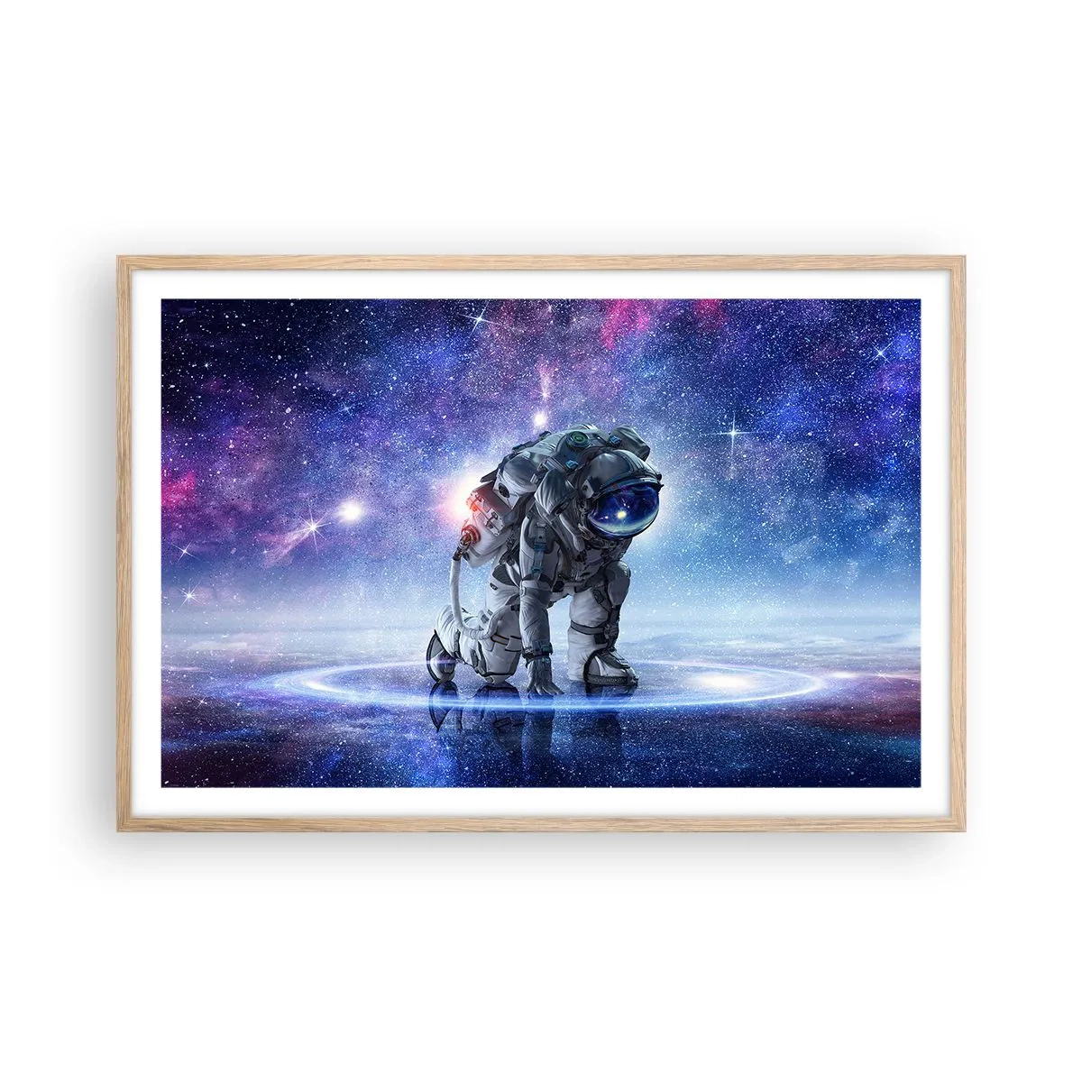 Plakat i ramme af lyst egetræ - Den stjerneklare himmel over mig - 91x61 cm