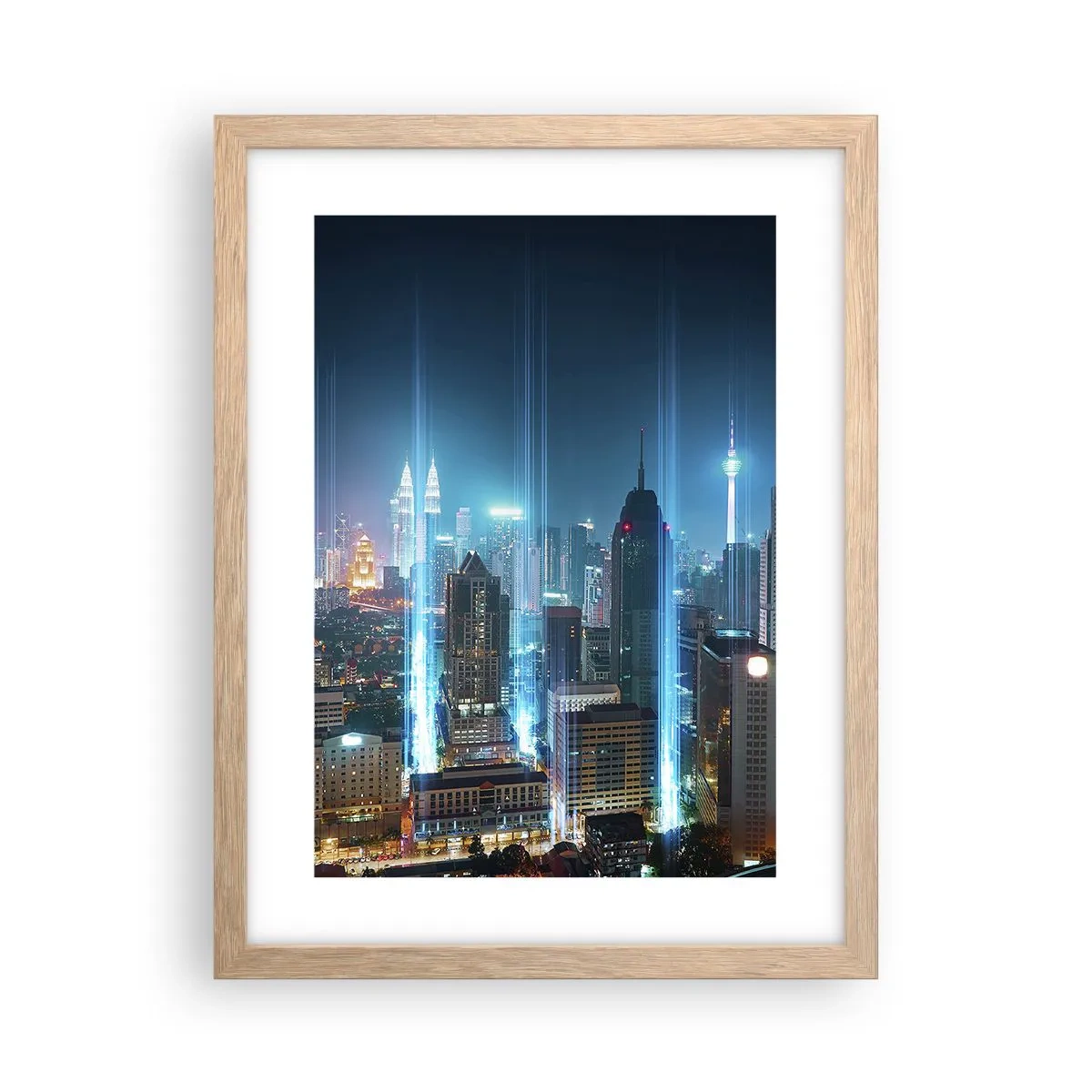 Plakat i ramme af lyst egetræ - Berlin til himlen - 30x40 cm