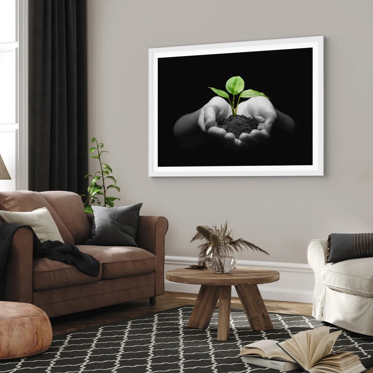 Plakat i hvid ramme - Jeg elsker naturen, jeg beskytter den - 40x30 cm