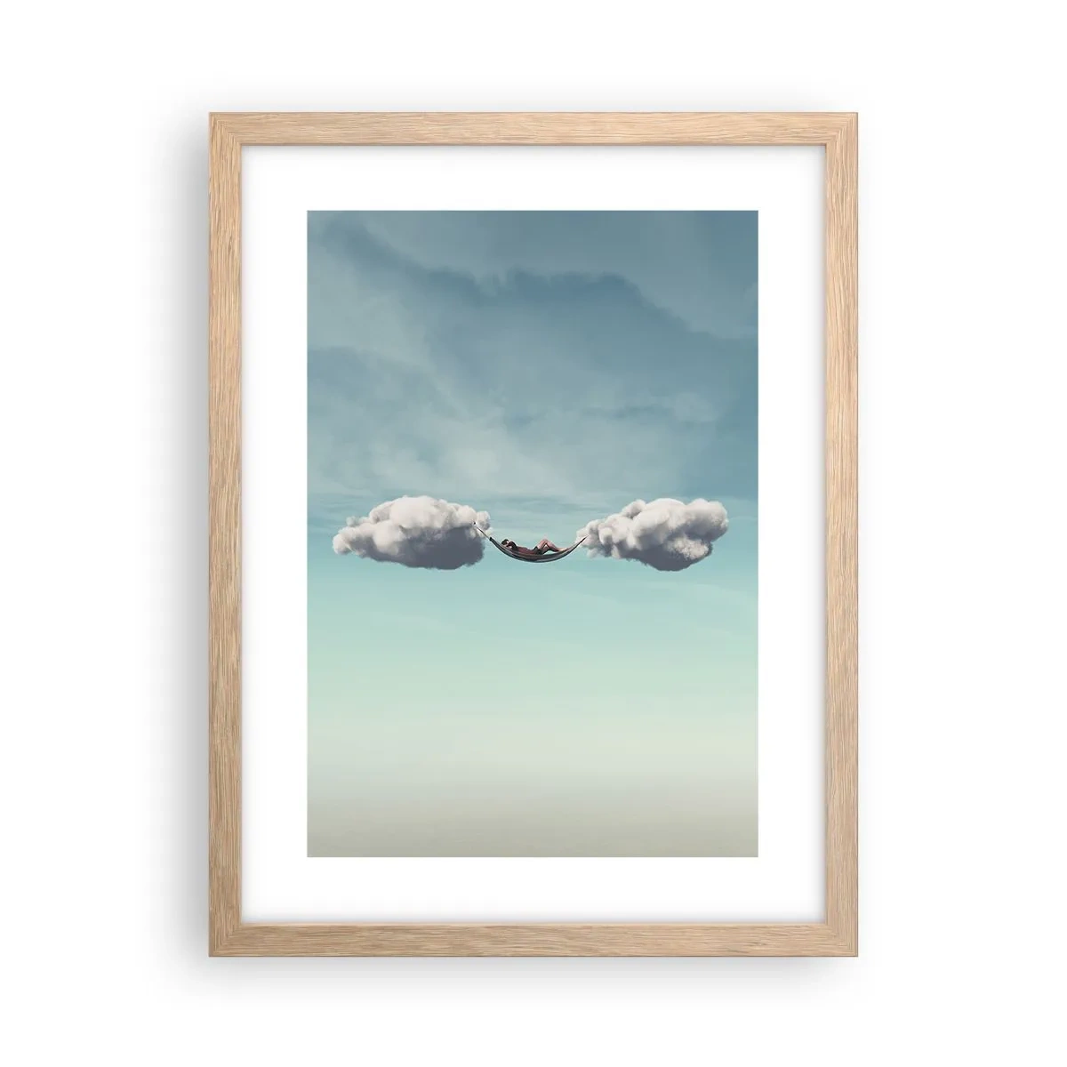 Plakat i ramme af lyst egetræ - Lykken i øjeblikket - 30x40 cm