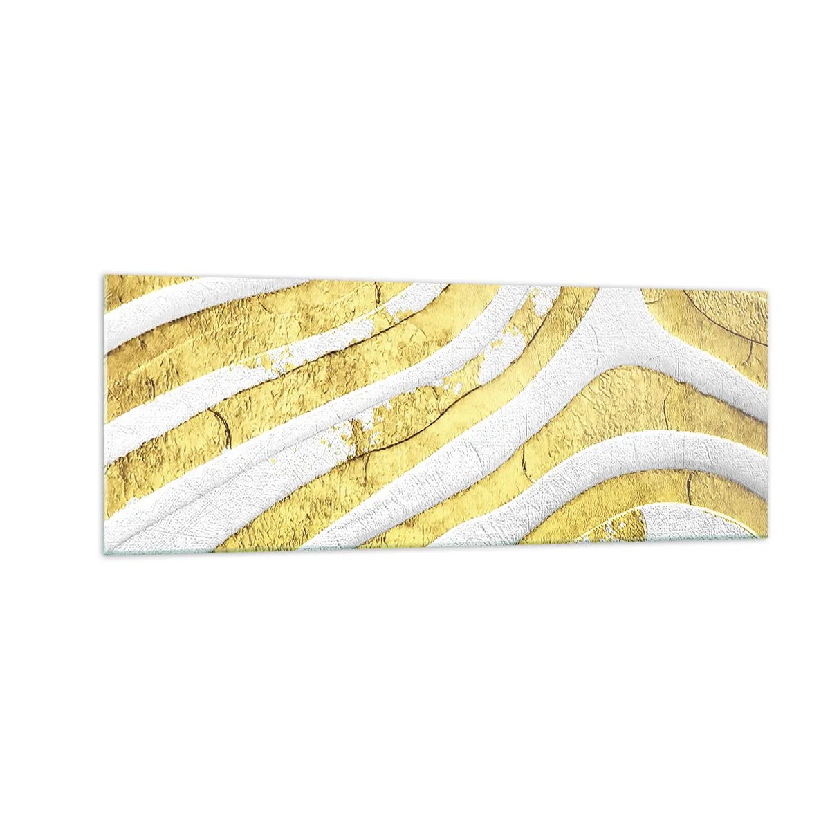 Billede på glas - Sammensætning i hvidt og guld - 140x50 cm