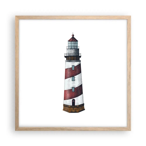 Plakat i ramme af lyst egetræ - Altid på vagt - 50x50 cm