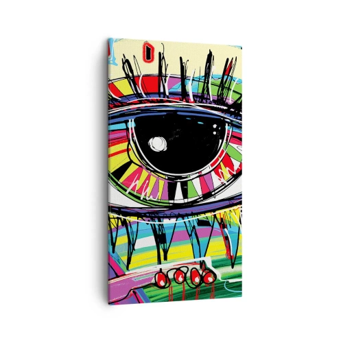 Lærredstryk - Billede på lærred - Et farverigt øje - en farverig sjæl - 45x80 cm