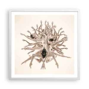 Plakat i hvid ramme - Blomstrende i dans - 60x60 cm