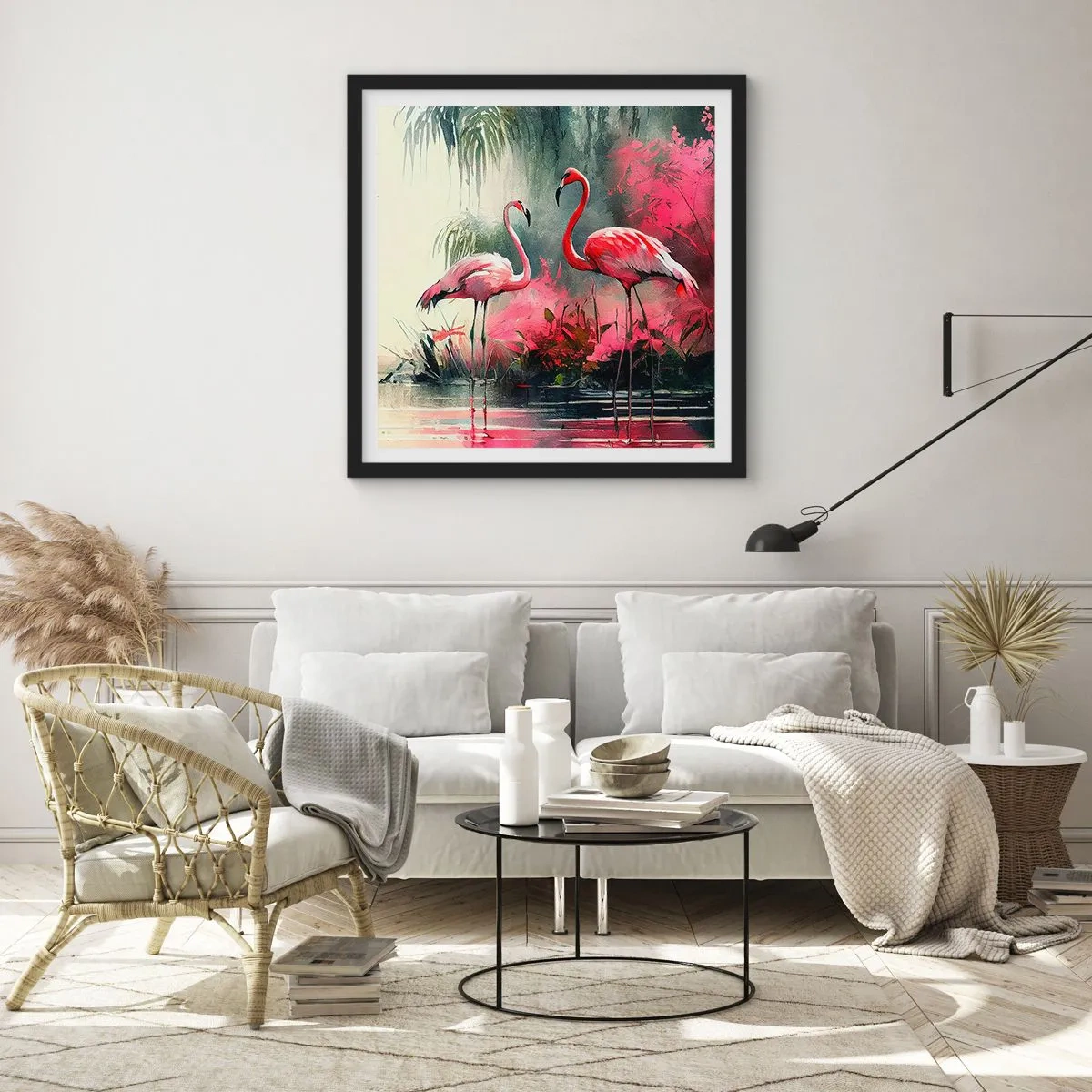Plakat i sort ramme - En lektion i naturlig charme - 40x40 cm