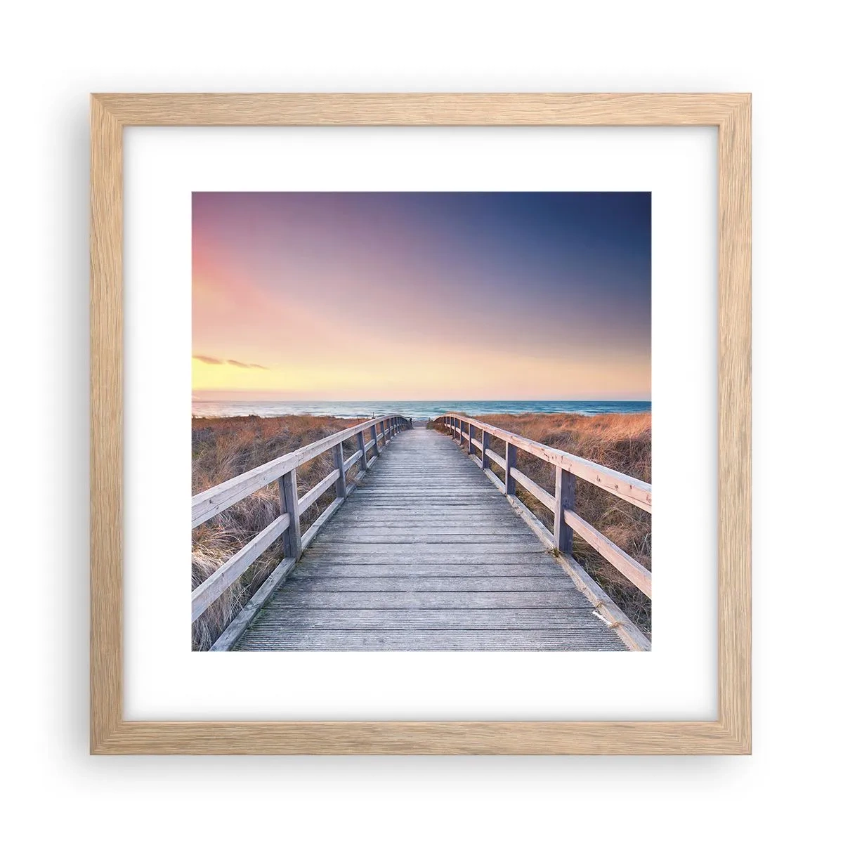 Plakat i ramme af lyst egetræ - Baltisk aften aura - 30x30 cm