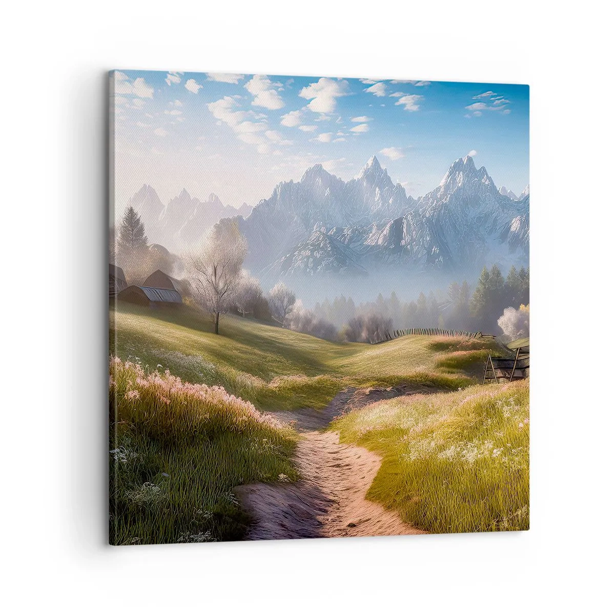 Lærredstryk - Billede på lærred - Idyllisk dal - 60x60 cm