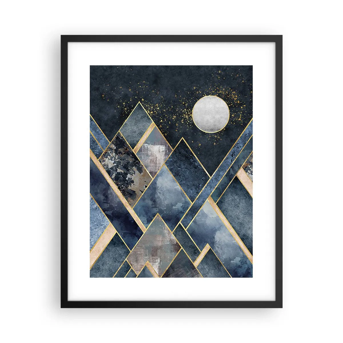 Plakat i sort ramme - Geometrisk landskab - 40x50 cm