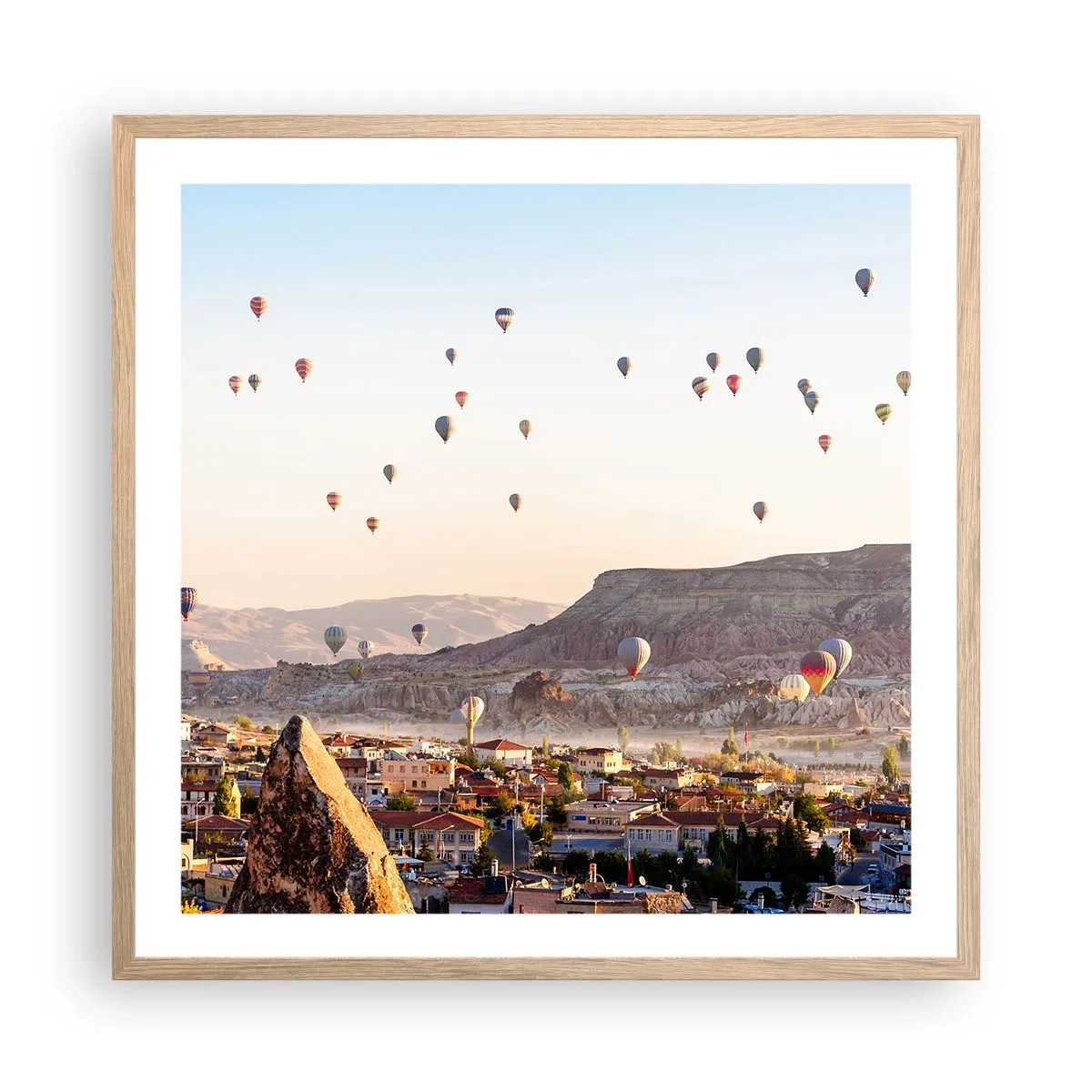 Plakat i ramme af lyst egetræ - Som skibe på himlen - 60x60 cm