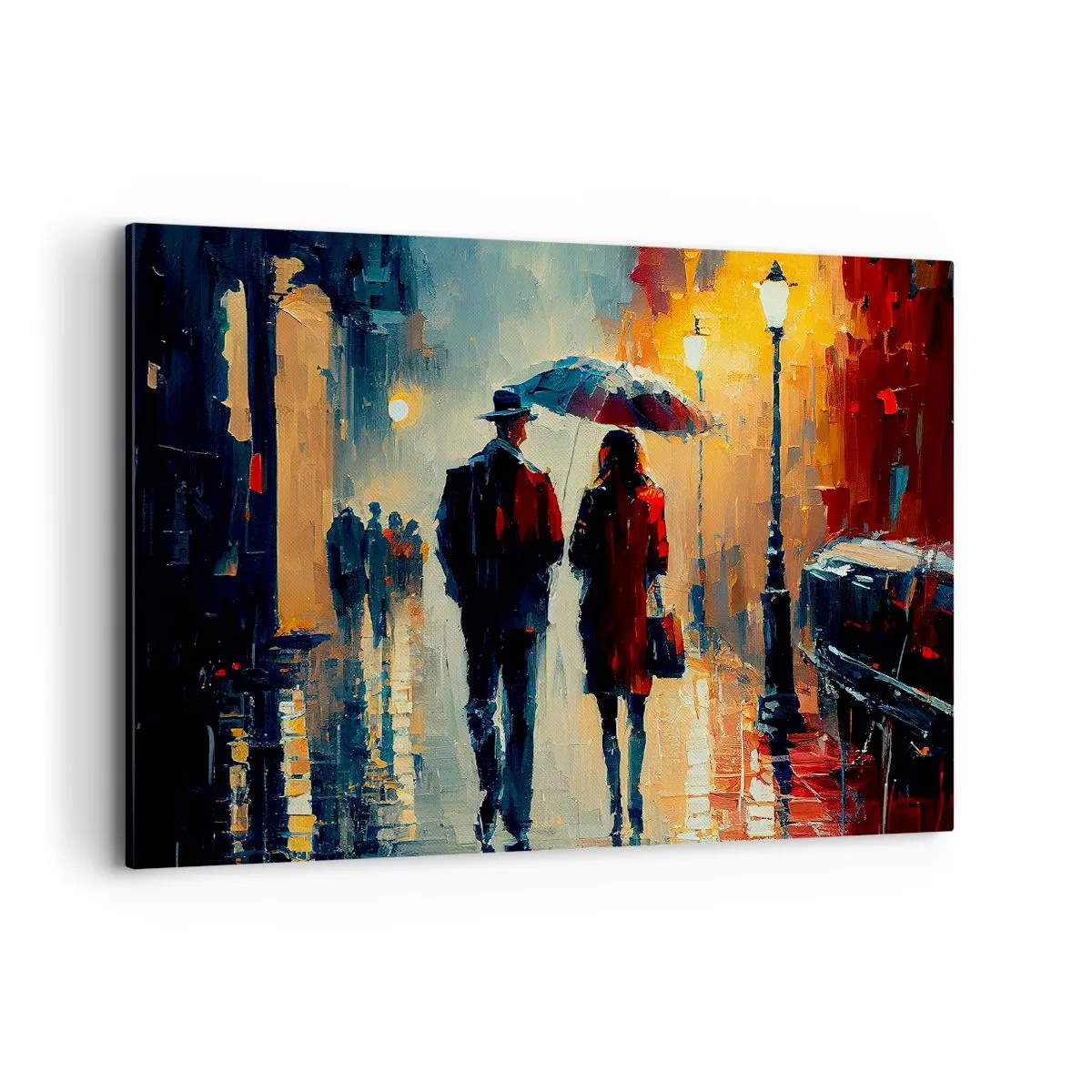 Lærredstryk - Billede på lærred - Urban kærlighedshistorie - 100x70 cm