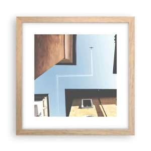 Plakat i ramme af lyst egetræ - Over den urbane labyrint - 30x30 cm