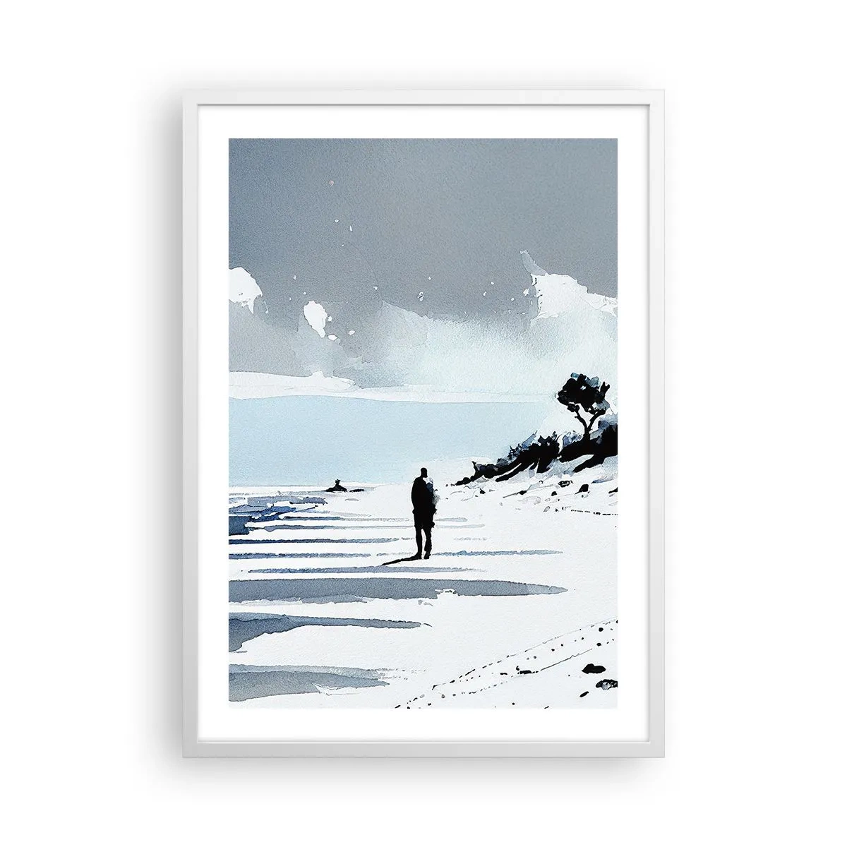 Plakat i hvid ramme - Alene - 50x70 cm