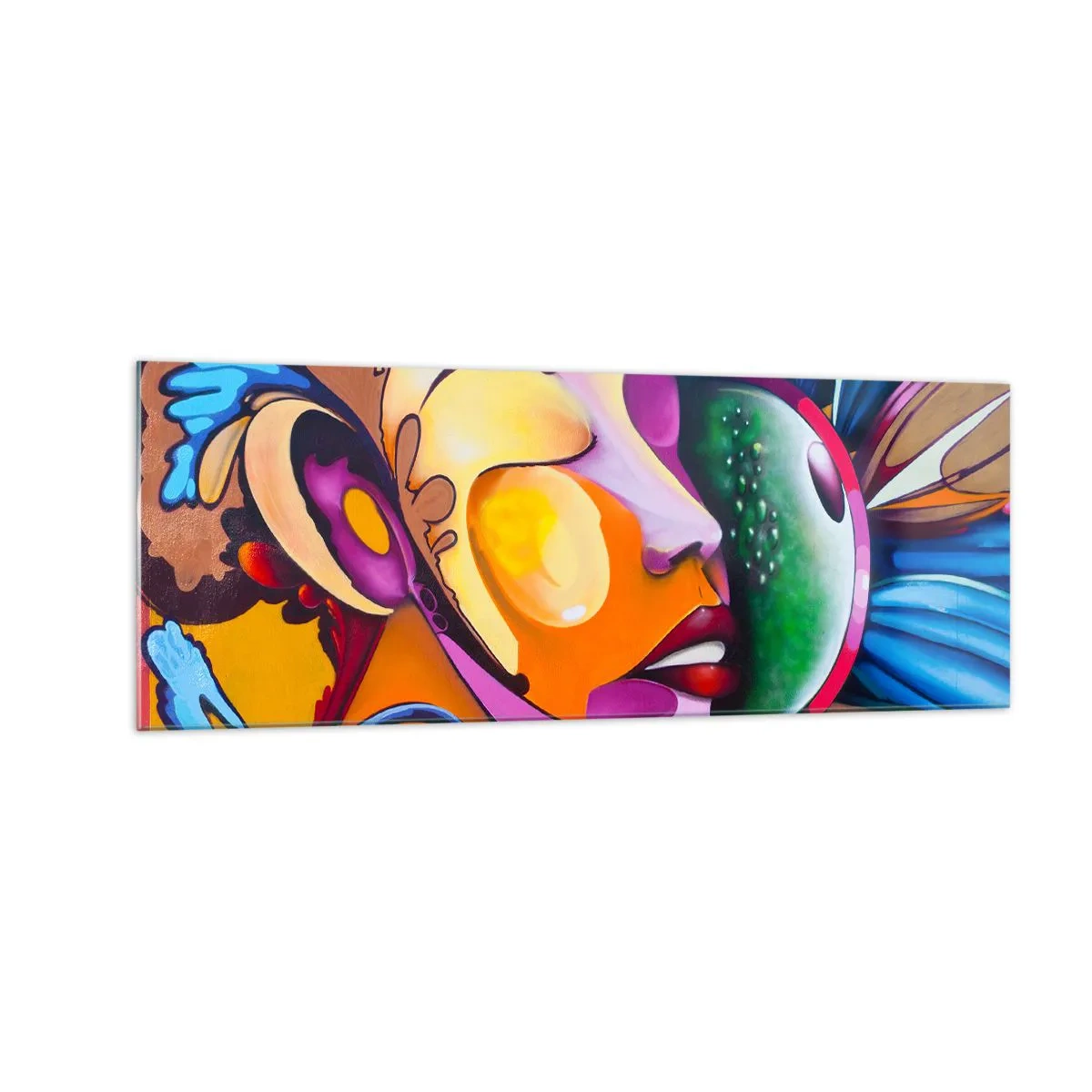 Billede på glas - Berør med farve - 140x50 cm