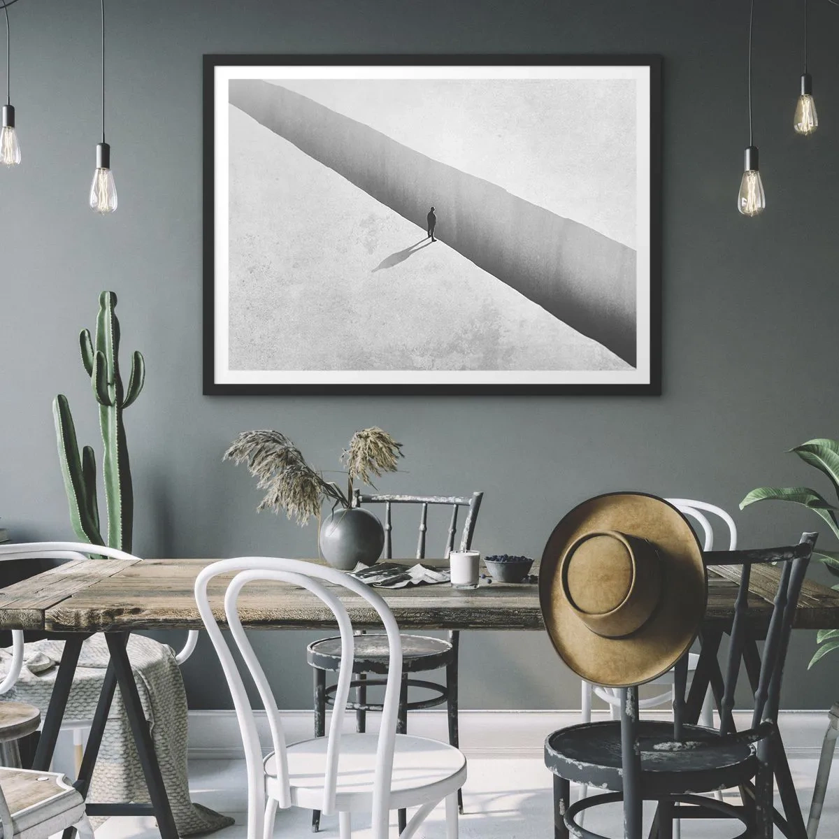 Plakat i sort ramme - Lys destination - 50x40 cm