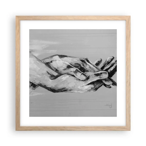 Plakat i ramme af lyst egetræ - Begyndelsen ... - 40x40 cm