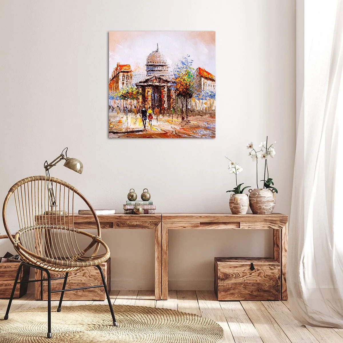 Lærredstryk - Billede på lærred - En parisisk spadseretur - 70x70 cm