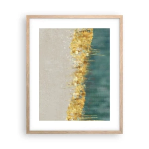 Plakat i ramme af lyst egetræ - Den gyldne grænse - 40x50 cm