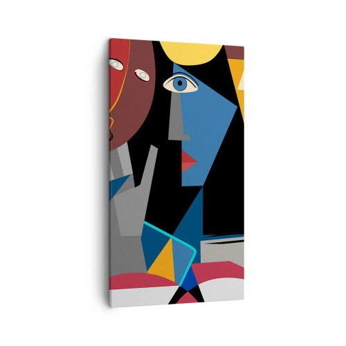 Lærredstryk - Billede på lærred - Kubistisk samtale - 45x80 cm
