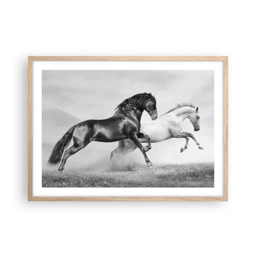 Plakat i ramme af lyst egetræ - Engle og dæmoner - 70x50 cm