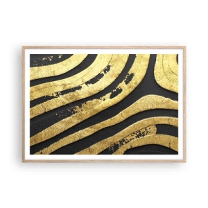 Plakat i ramme af lyst egetræ - Alt flyder - 100x70 cm