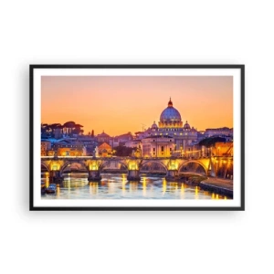 Plakat i sort ramme - Tusmørke over den evige by - 91x61 cm