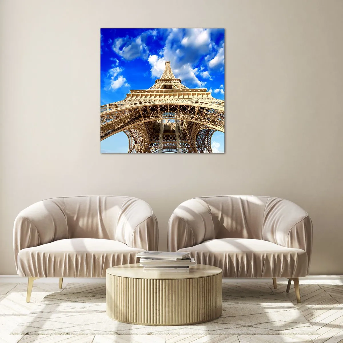 Billede på glas - Række ud efter himlen og skyerne - 60x60 cm