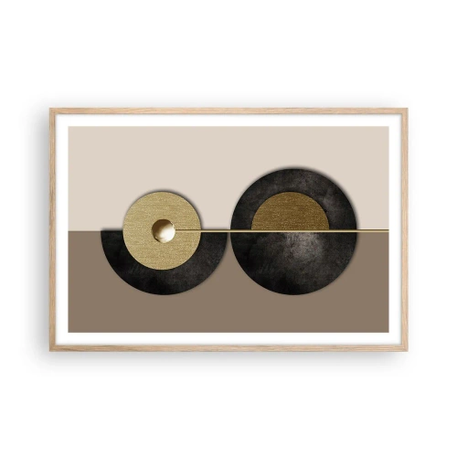 Plakat i ramme af lyst egetræ - Variationer omkring en cirkel - 91x61 cm