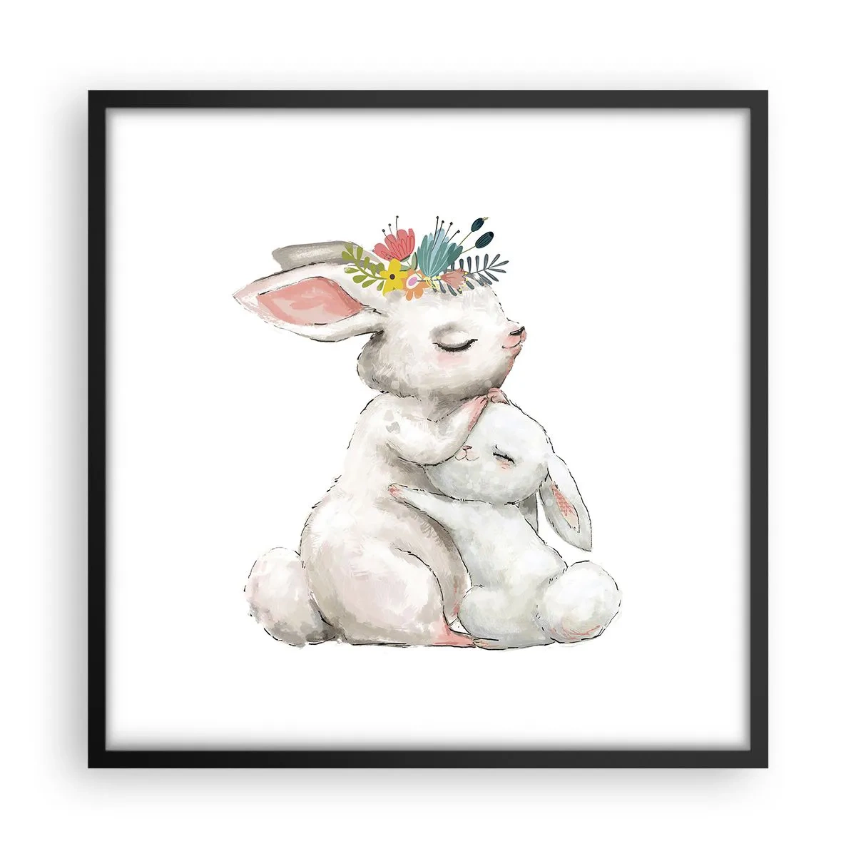 Plakat i sort ramme - Der er intet sted som hos mor - 50x50 cm