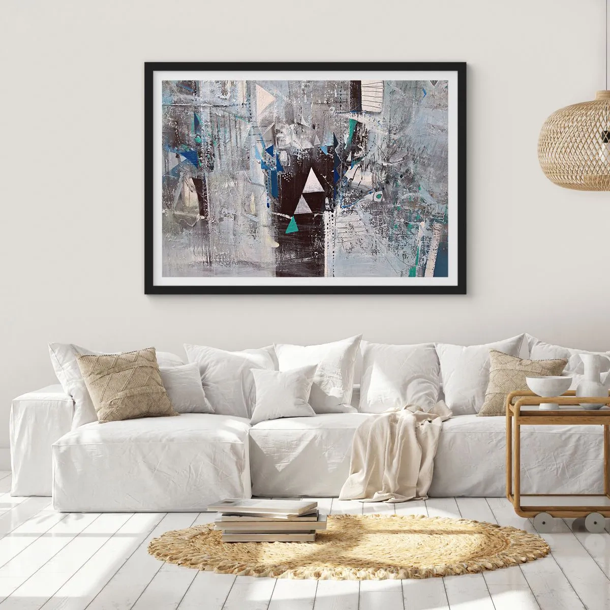 Plakat i sort ramme - Overordnet rækkefølge af trekanter - 50x40 cm