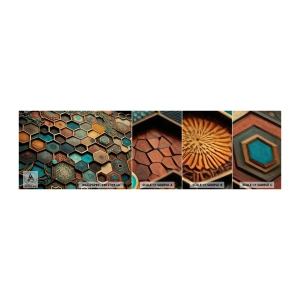 Prøve Fototapet Selvklæbende Deluxe Sticker - Arabiske ornamenter - en variation - terning, Mosaik, Mønster - 100x30 cm