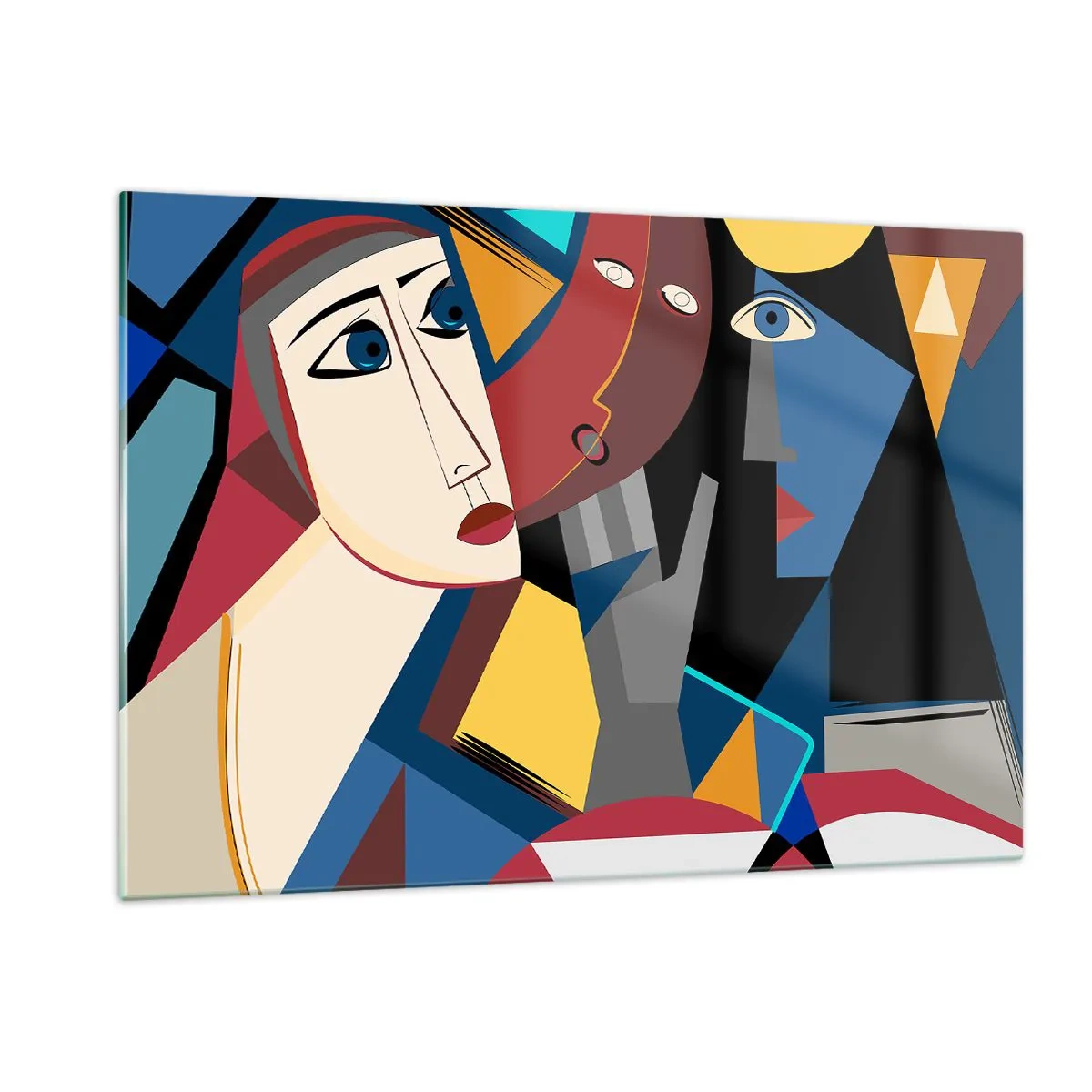 Billede på glas - Kubistisk samtale - 120x80 cm