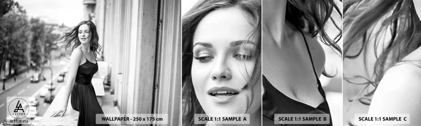 Fototapet Prøve Standard Eco - Bestemt en pariser - Kvinde, By, Arkitektur - 100x30 cm