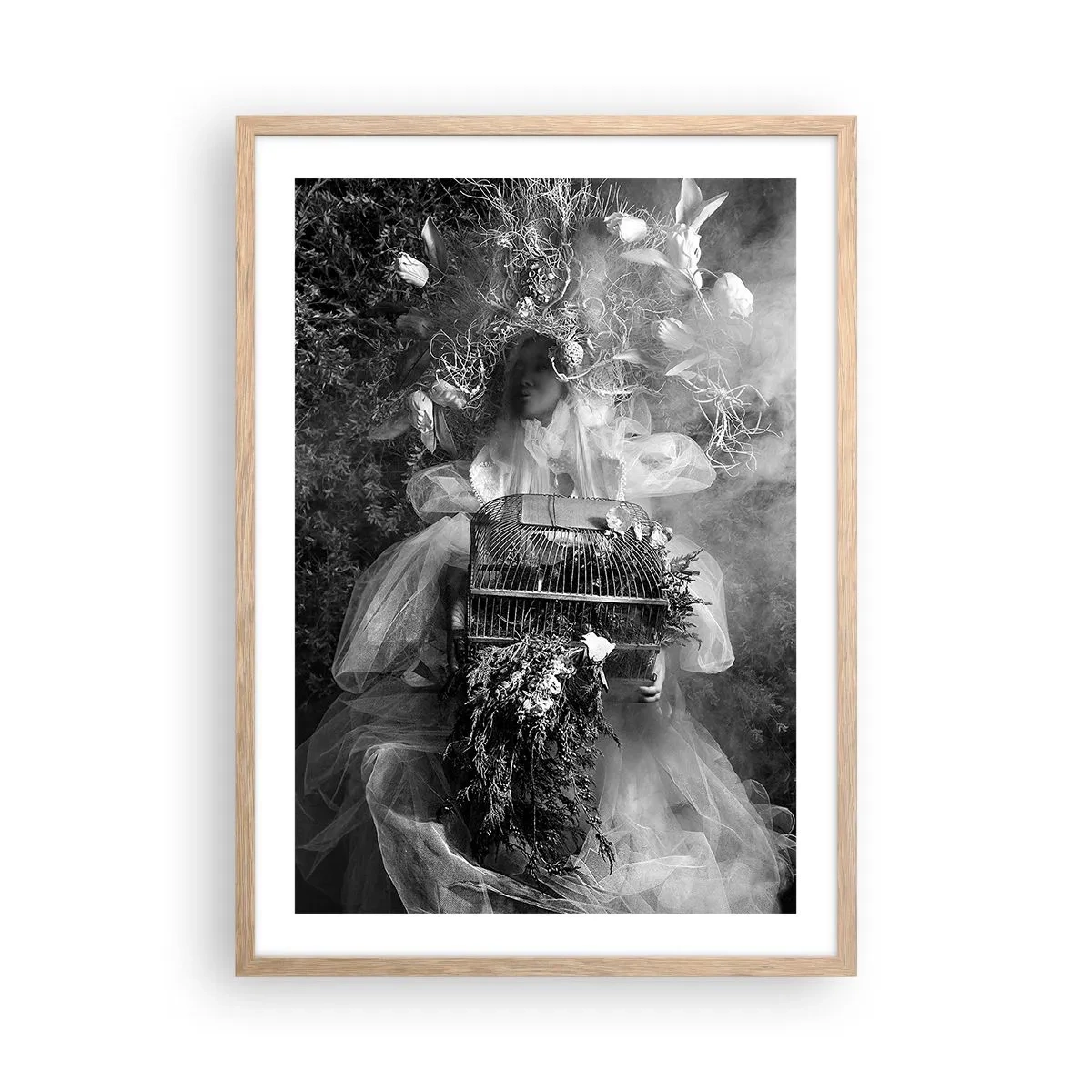 Plakat i ramme af lyst egetræ - Selve Moder - Naturen - 50x70 cm