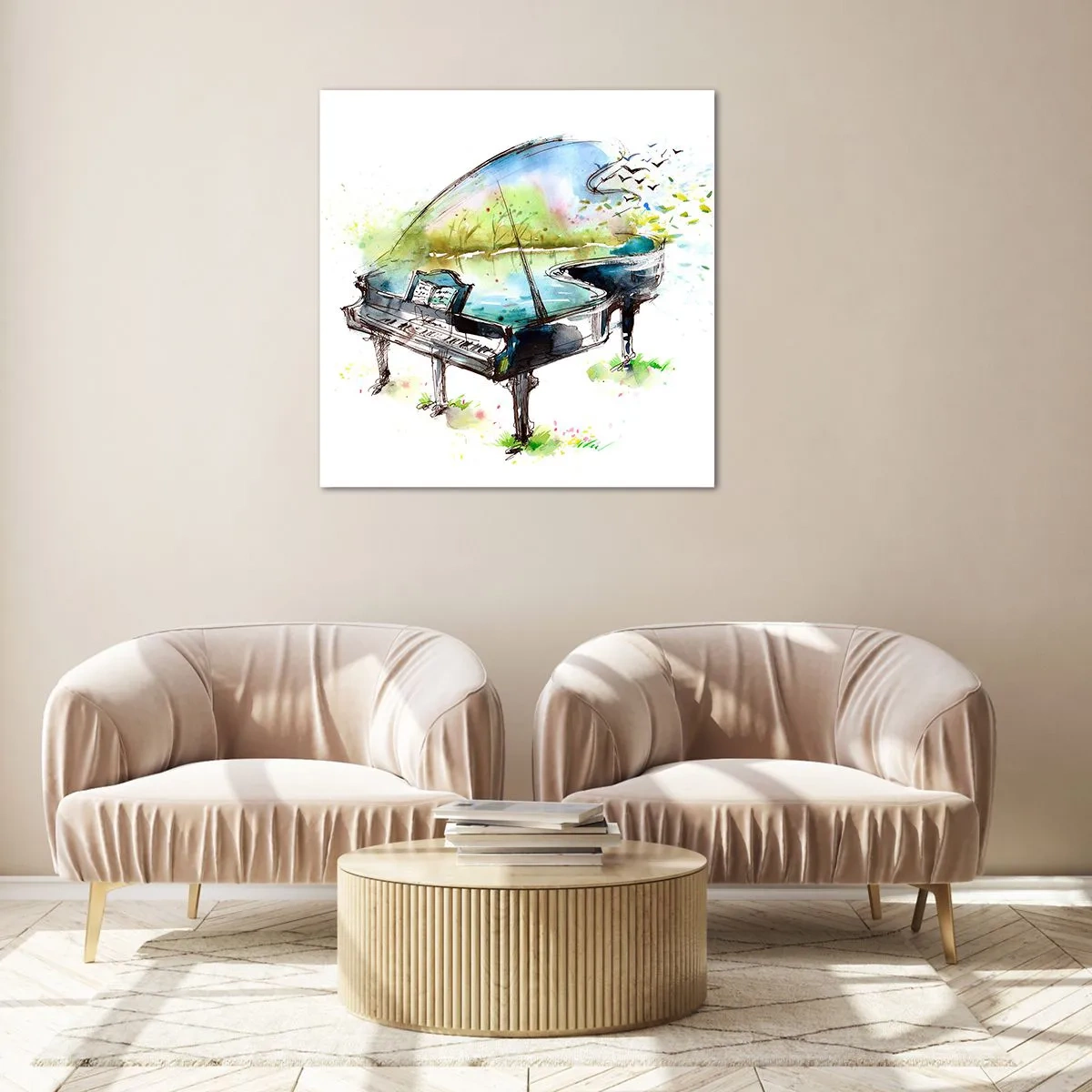 Billede på glas - Fortryllet af musik - 60x60 cm