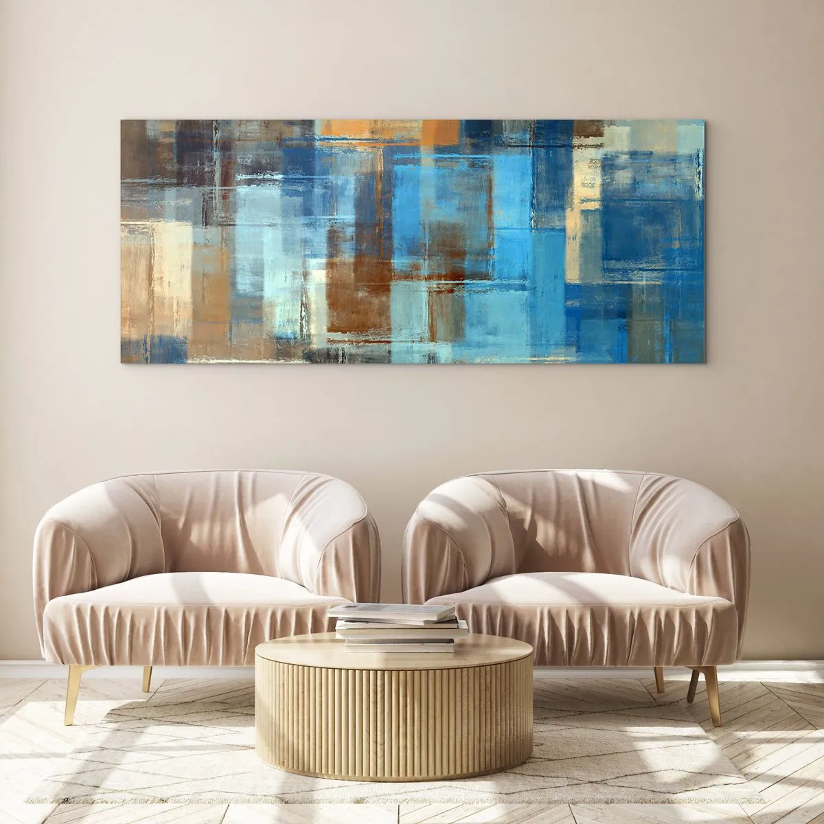 Billede på glas - Gennem det blå slør - 100x40 cm