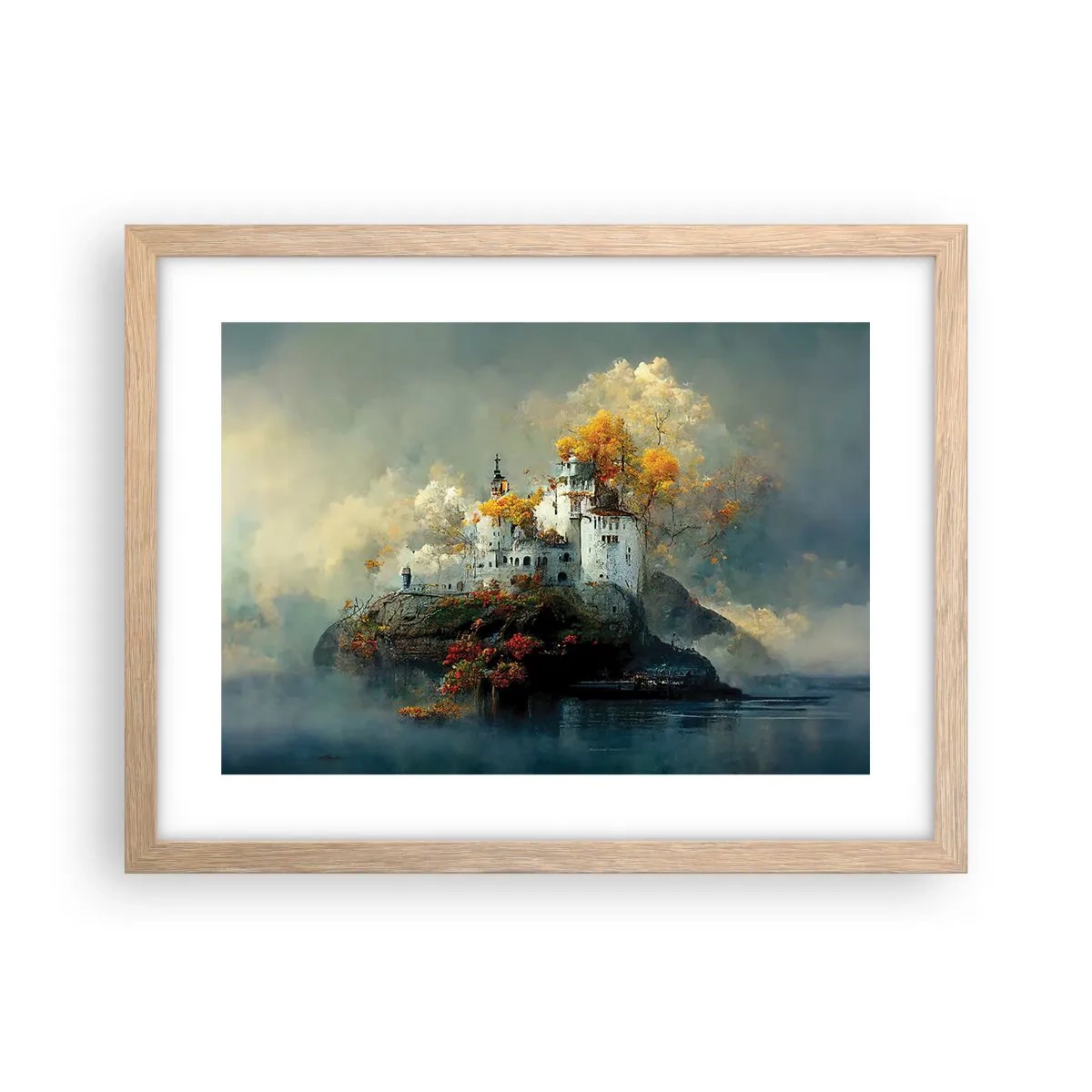 Plakat i ramme af lyst egetræ - Begyndelsen på en romantisk historie - 40x30 cm