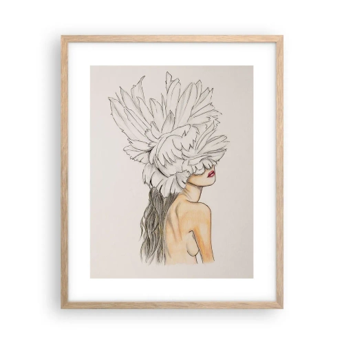 Plakat i ramme af lyst egetræ - Skønhed kronet - 40x50 cm