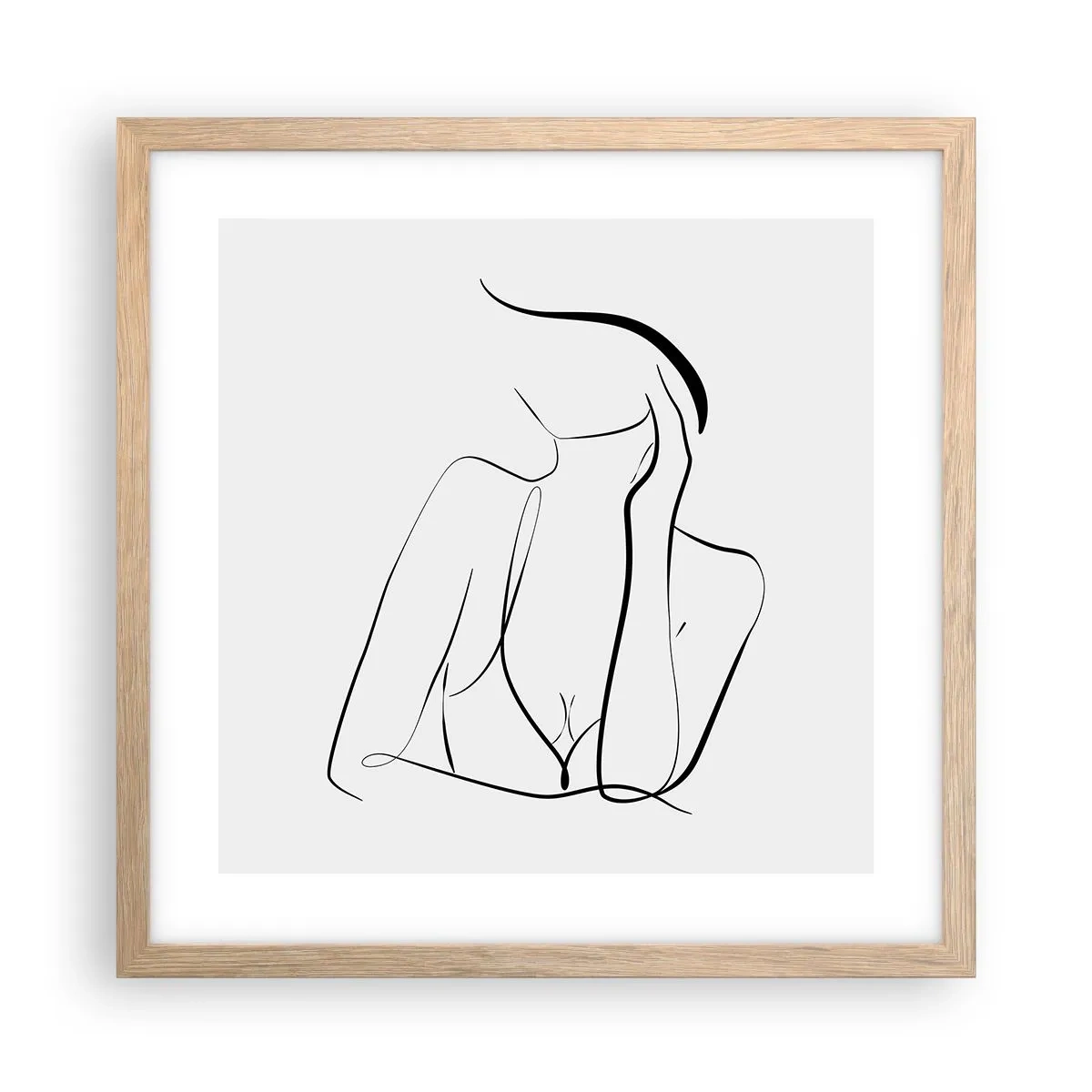 Plakat i ramme af lyst egetræ - På bølgen af en drøm - 40x40 cm