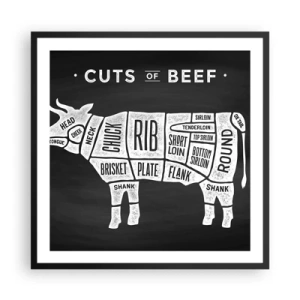 Plakat i sort ramme - Slagterens grundbog - 60x60 cm