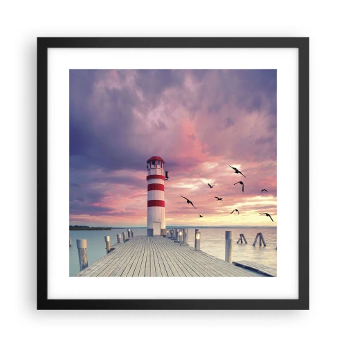 Plakat i sort ramme - Det er tid til havnen - 40x40 cm