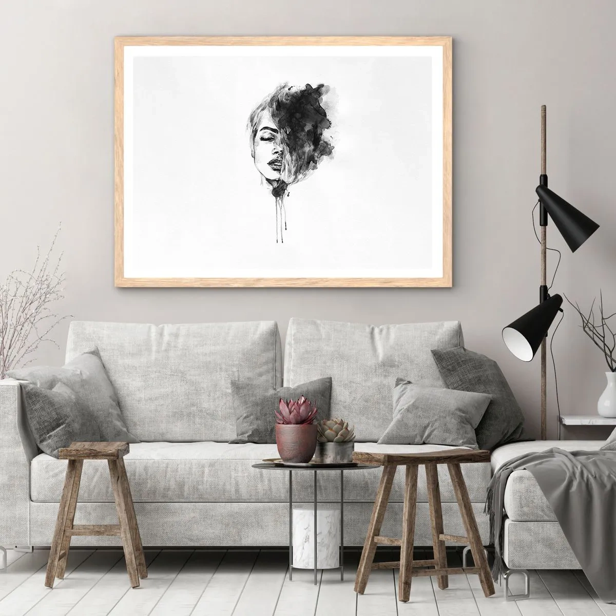 Plakat i ramme af lyst egetræ - Hvad piger drømmer om - 70x50 cm